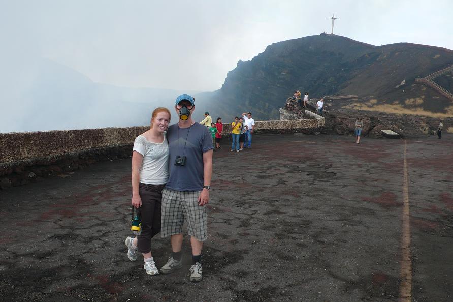 Traveling couple Masaya Volcano