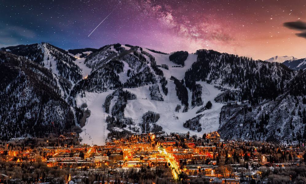 Best Time to Visit Aspen city skyline with milky way