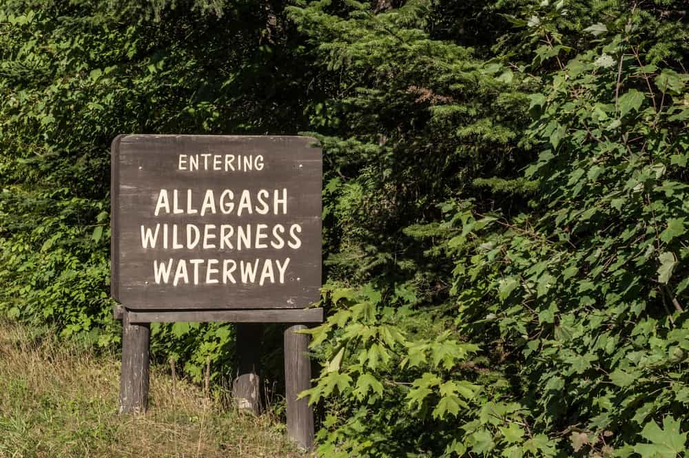Entering Allagash Wilderness Waterway sign in Northern Maine