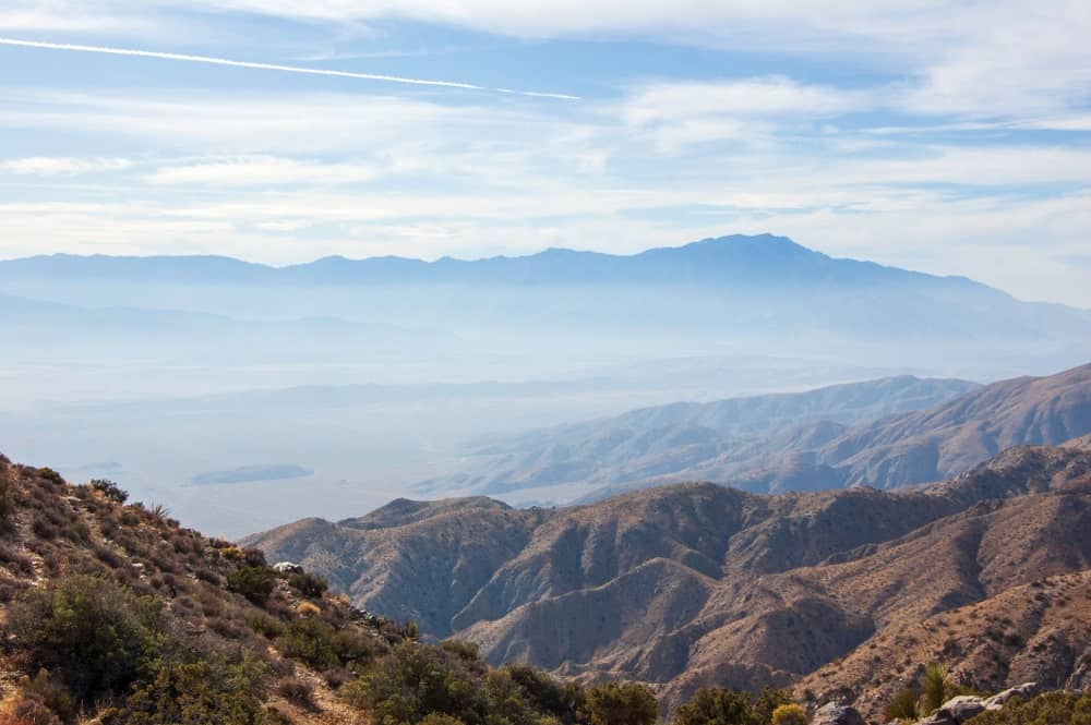 Key's View at Joshua Tree National Park with mountains