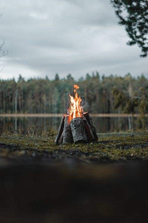 Log fire camping