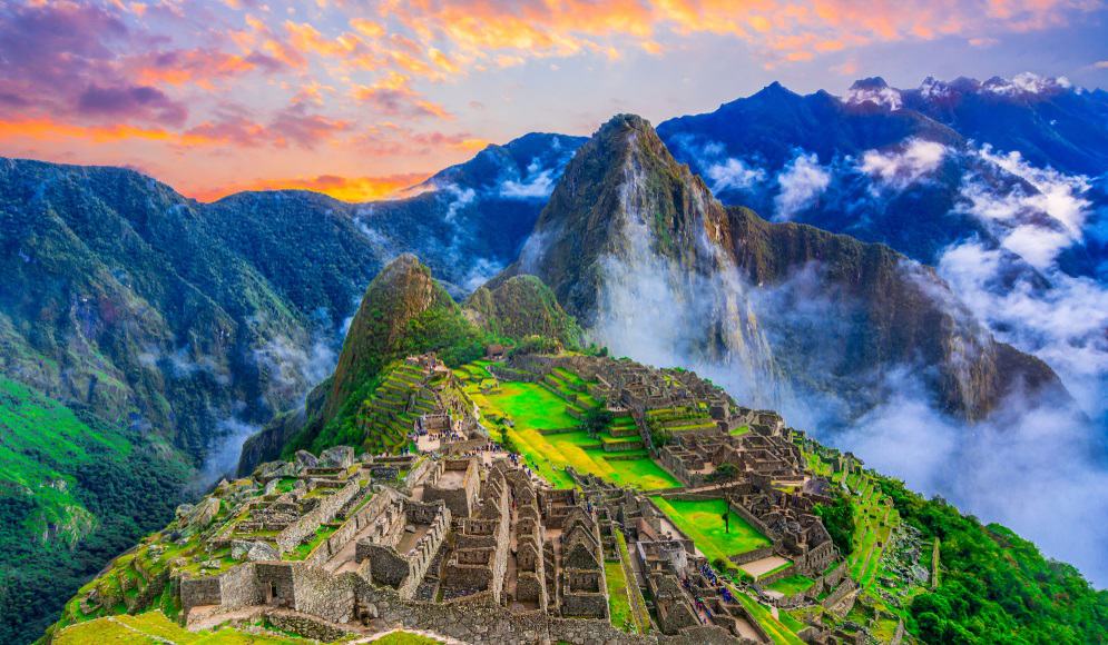 Overview of the lost inca city Machu Picchu