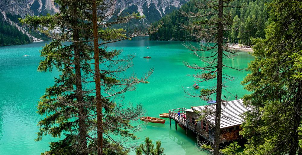 Panorama of an alpine lake