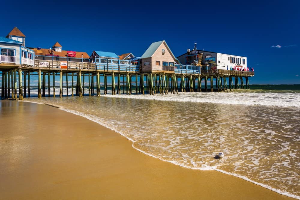 The Atlantic Ocean and pier in Old Orchard Beach